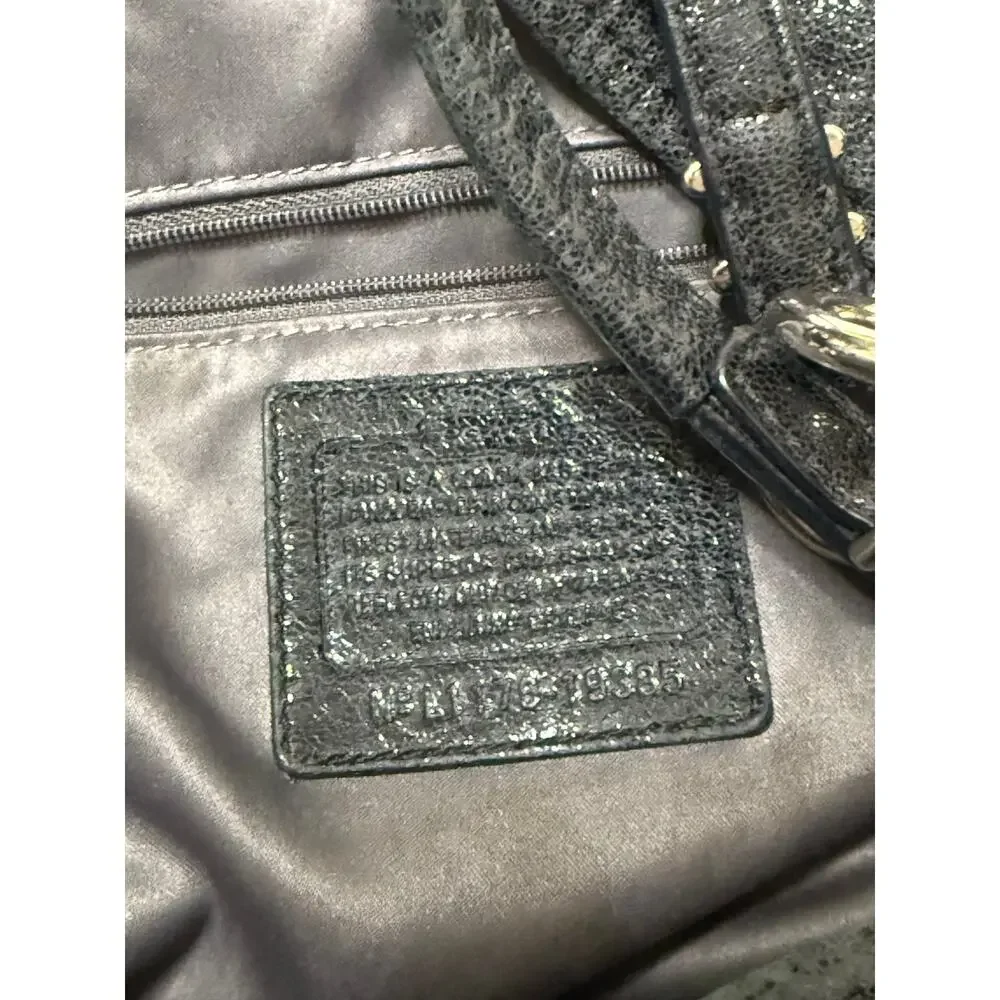 Coach Black Metallic Kristin Pinnacle Leather Classic Tote